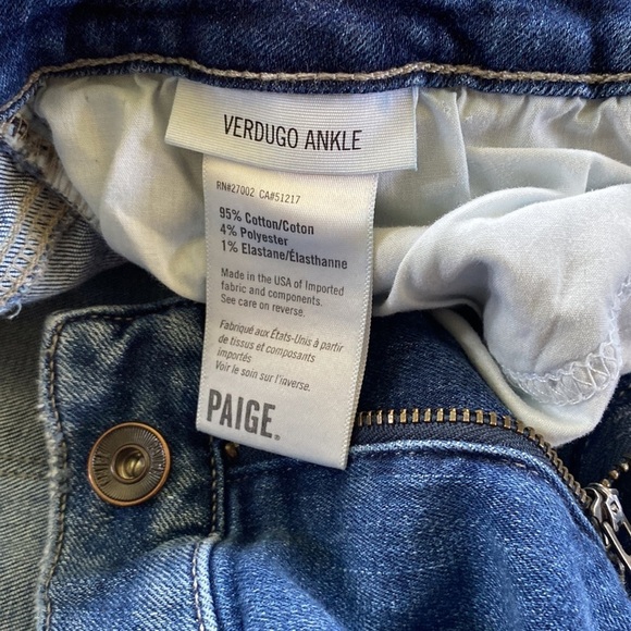 NWOT PAIGE VERDUGO ANKLE PETITE SZ32 W/RAW/CHEWED HEM SLIM LEG JEAN - Picture 10 of 16